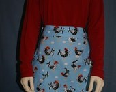 Handmade apron with Roosters on a blue background
