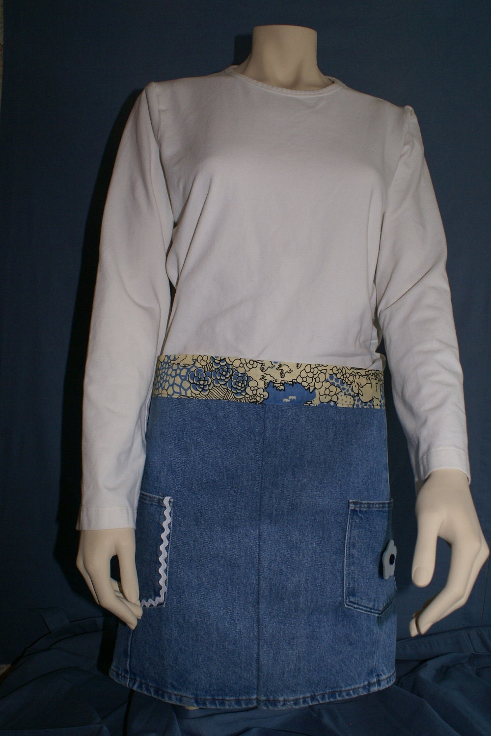 Re-purposed denim half apron