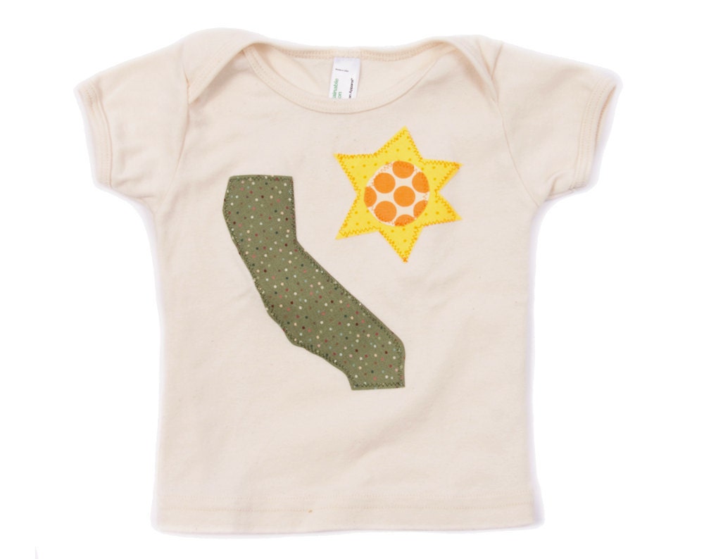 Organic Cotton California Sunshine Applique One-Piece Bodysuit Tee or Tshirt