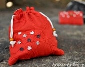 Knitting Bag Craft Bag Drawstring Sock Bag Lunch Bag Knitting on the go in Hot Orange