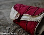 Circular Knitting Needle Case Needle Holder Needle Organizer in Textured Burgundy Off white