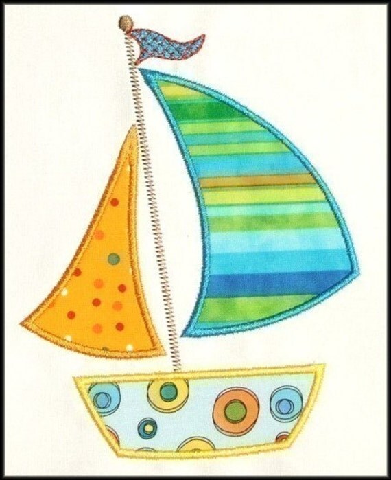 Sailboat Applique designs 3 sizes by DBembroideryDesigns on Etsy