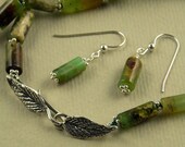 Chrysoprase and sterling necklace and earrings set.