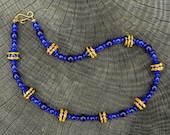 Deep cobalt blue glass necklace