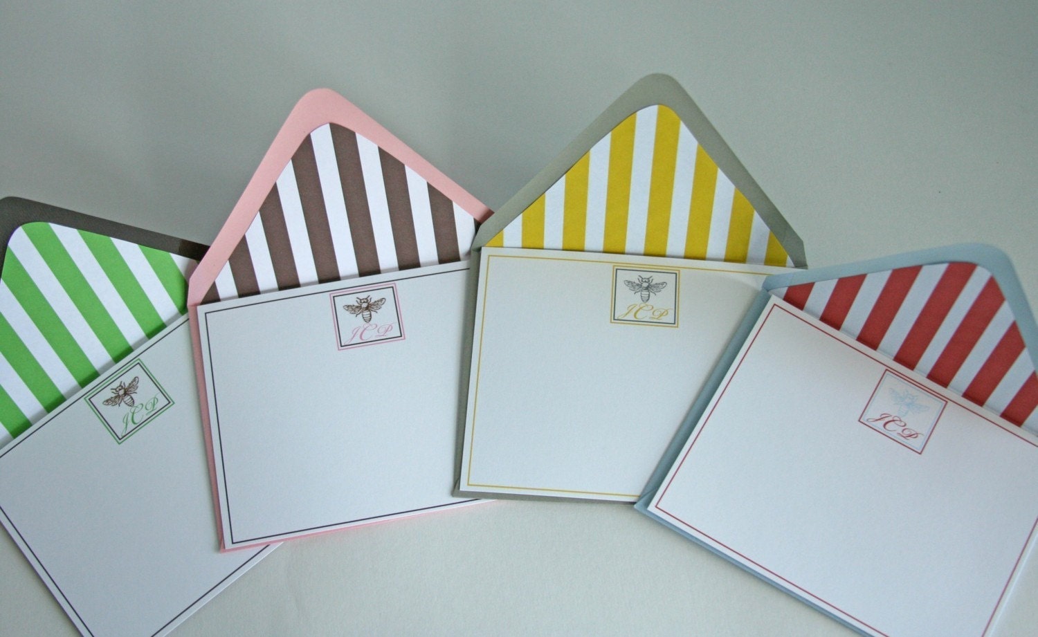 Honey Bee Monogram Note Cards Set of 20