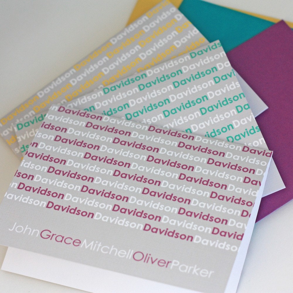 Family Note Cards Personalized Modern You Design