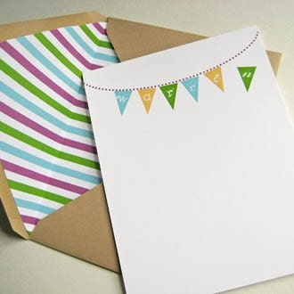Banner Bunting Note Cards Personalized For Boys