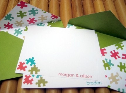Custom Puzzle Piece Wedding Invitation Set by InkspotWorkshop