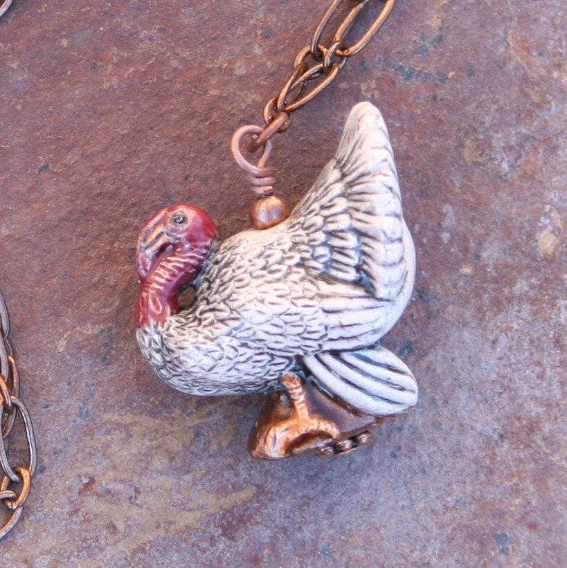 Thanksgiving Turkey N Copper DeSIGNeR Necklace Harvest Feast Bird Holiday