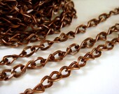 25ft Copper Chain Twisted Plated Iron LF/NF 5x4mm - 25 ft - STR9026CH-AC25