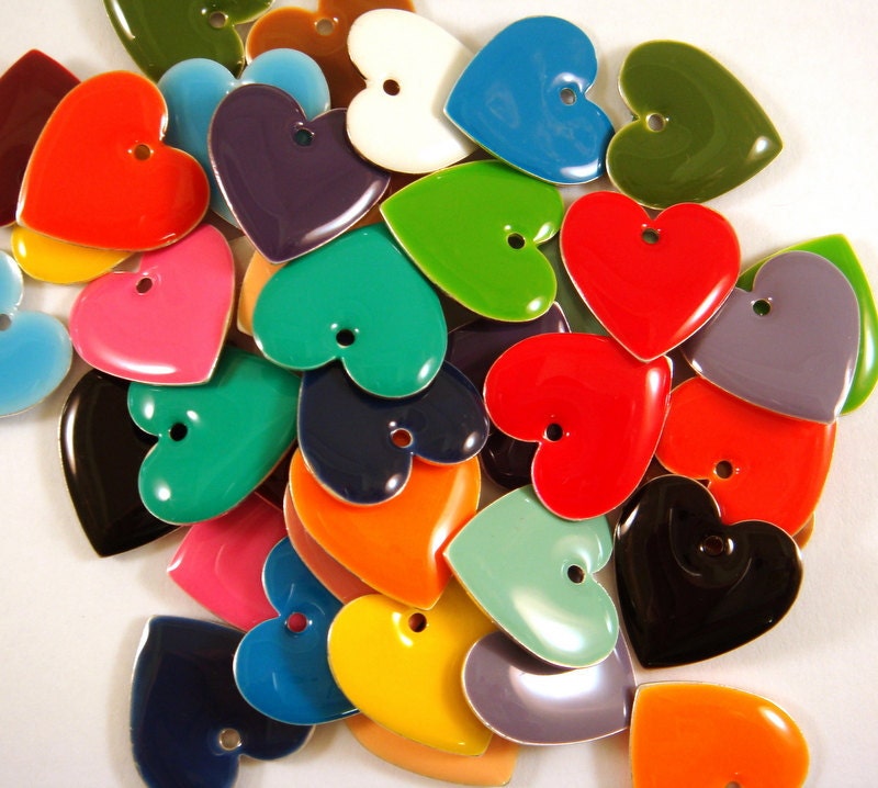 120 Heart Enamel Drop Epoxy Charm Bead 16mm Double Sided Assortment - 120 pc - 5438