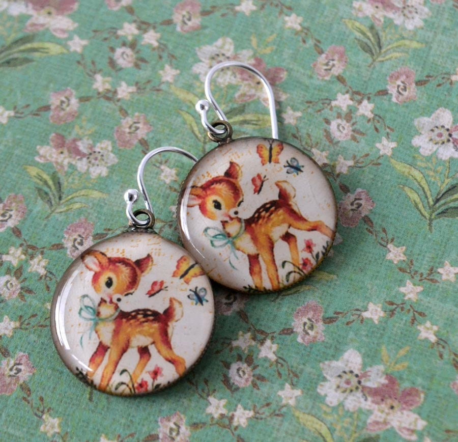 Oh my deer - bezels hanging on sterling silver hooks