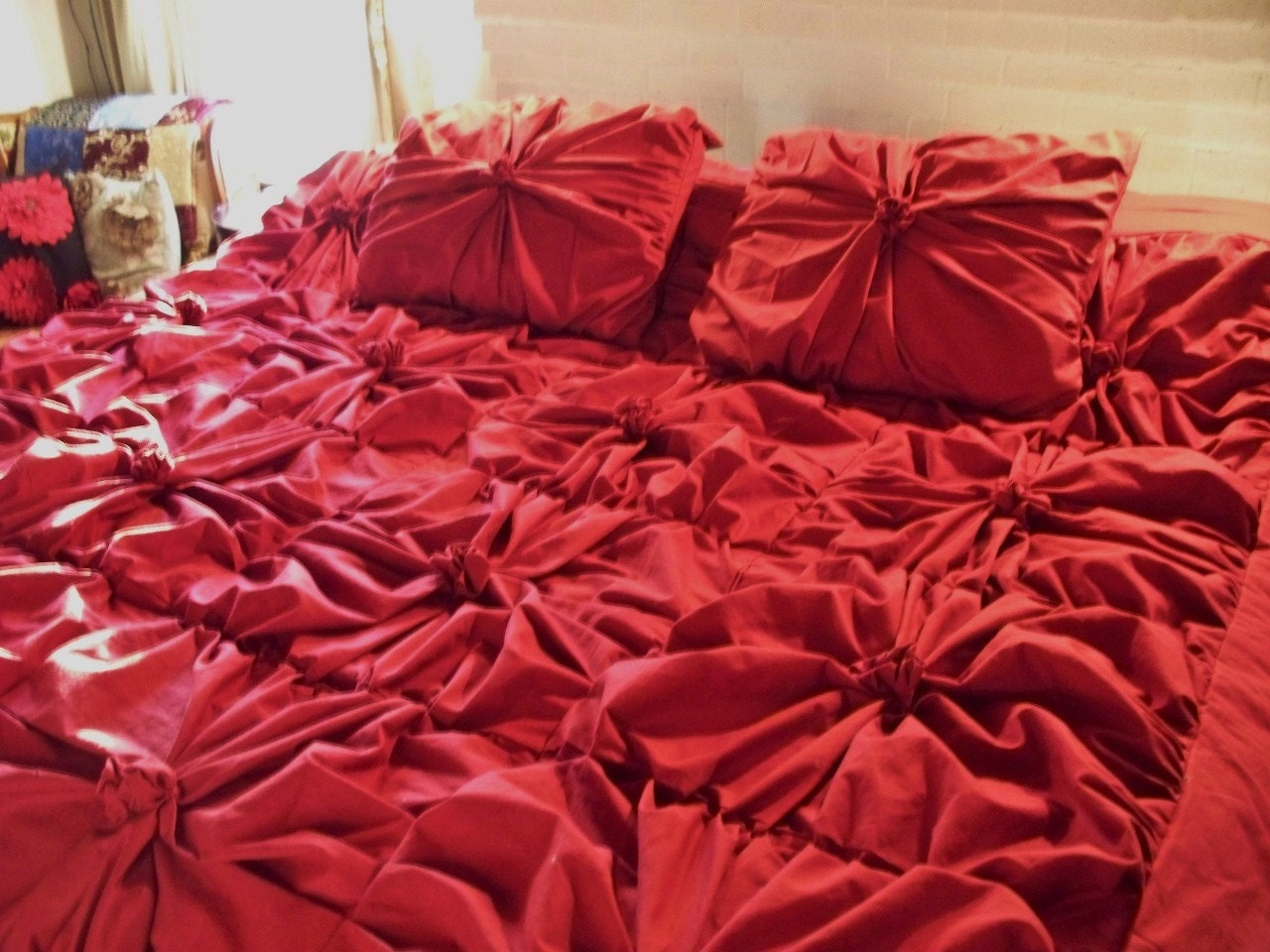 Vintage inspired Ruby Red Duvet Cover Queen