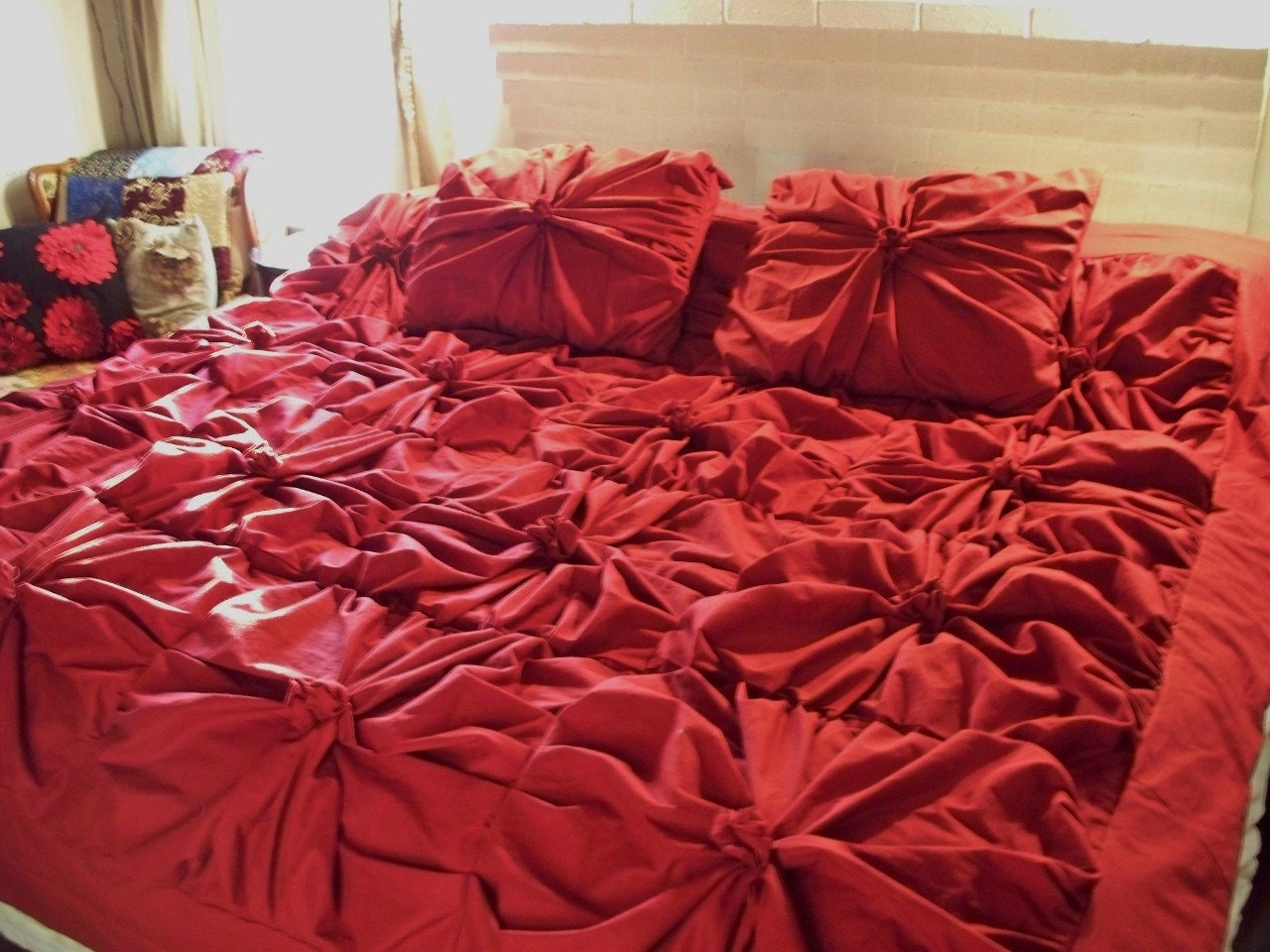 Vintage inspired Ruby Red Duvet Cover Queen