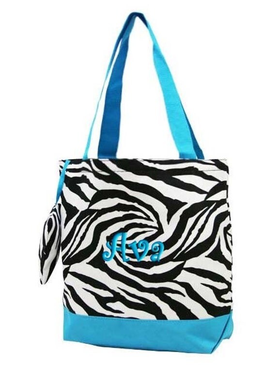 Personalized Tote Bag Zebra Blue Monogrammed Wedding Dance Personalized Tote Bag Zebra Blue Monogrammed Wedding Dance