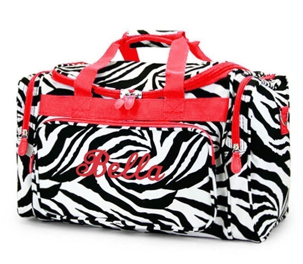 Personalized Duffle Bag Zebra Black Red DANCE GYM by parsik93
