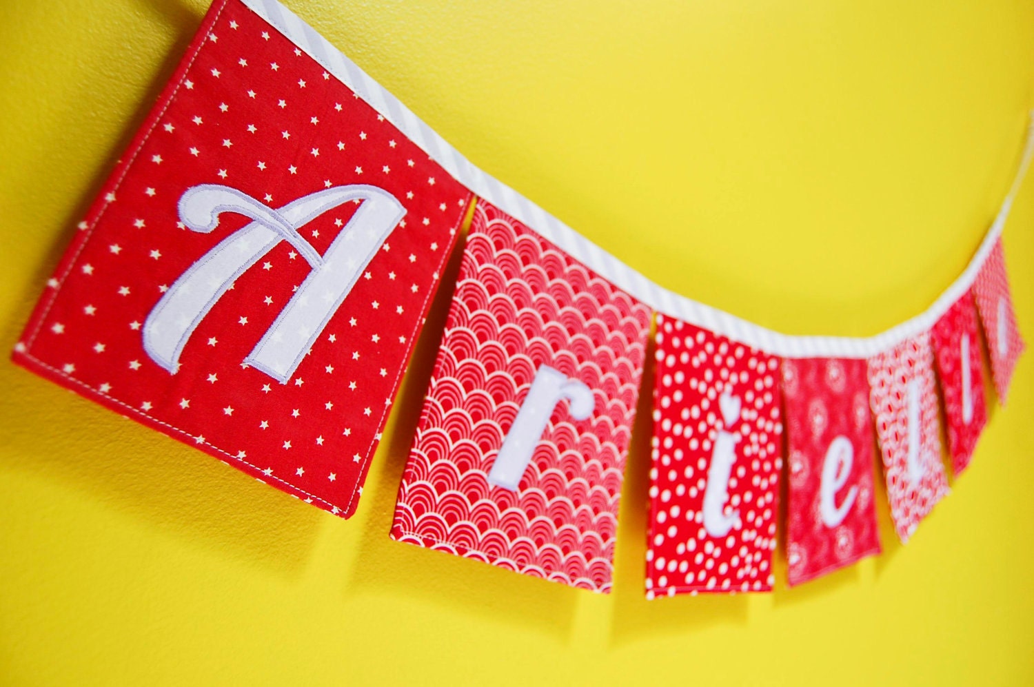 Fabric name bunting, custom, 7 letters
