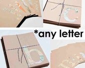 Monogram Eco Notecard Set, vintage atlas serif, letter of your choice