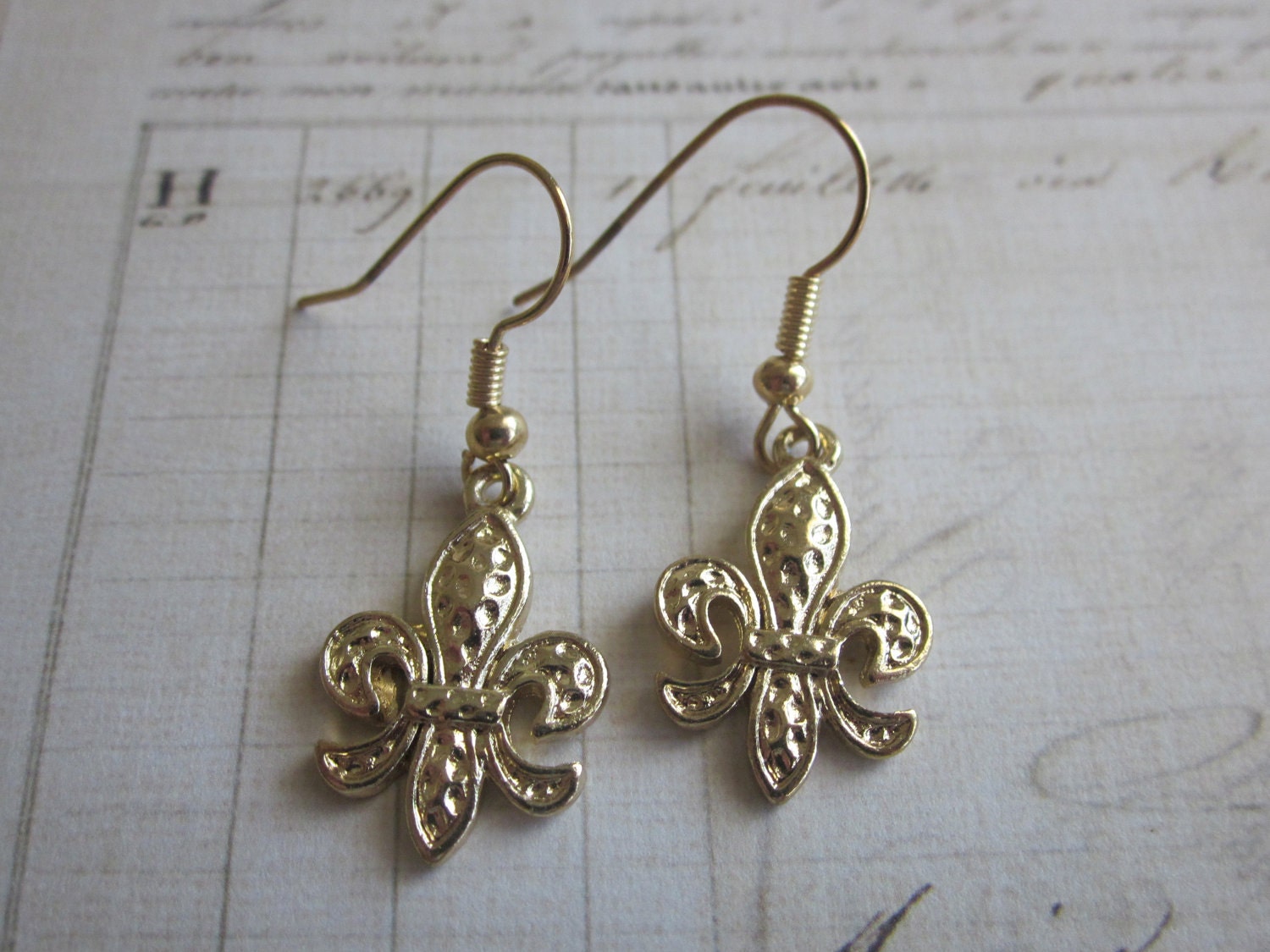 Golden Fleur de Lis Earrings-Sale