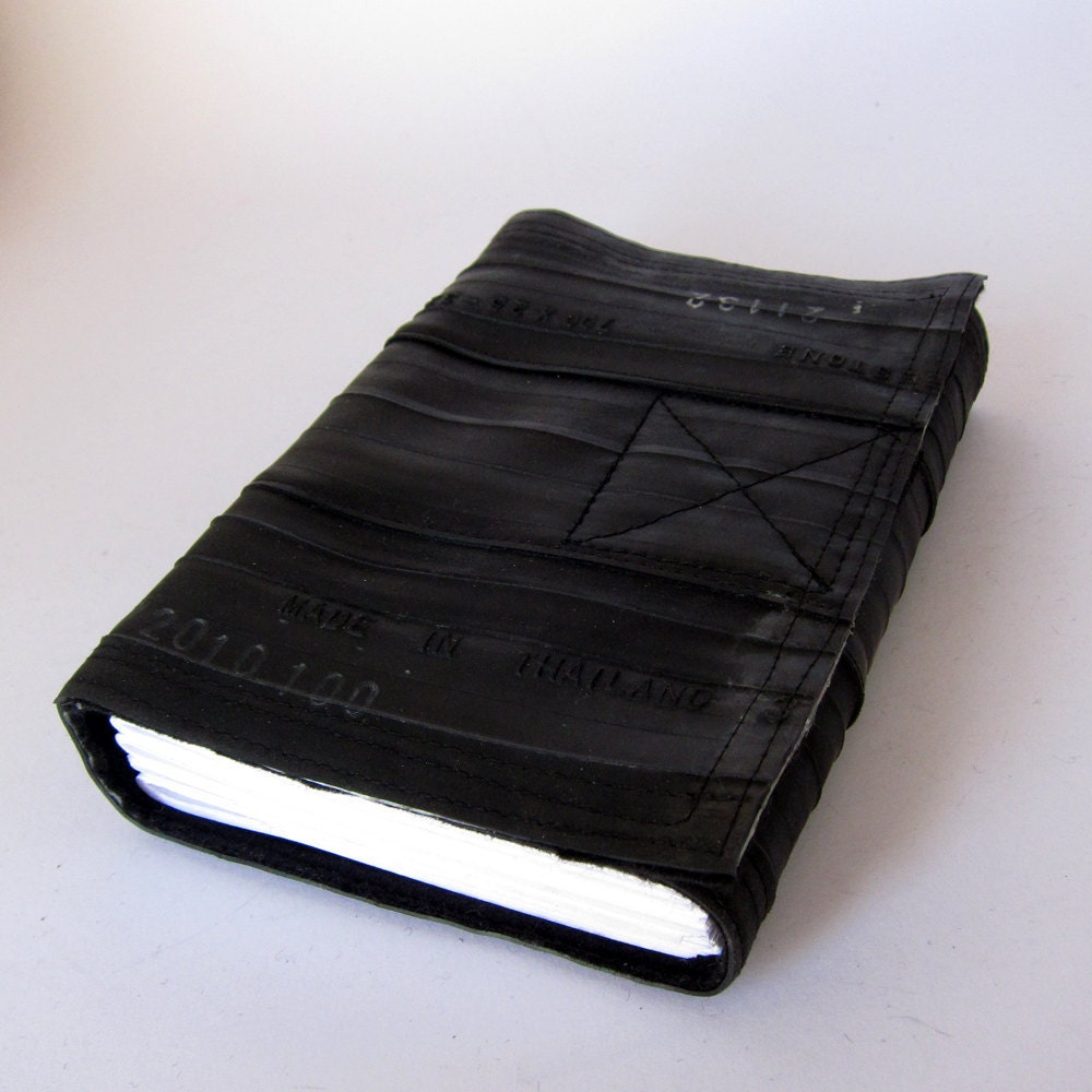 Journal, bicycle inner tube, recycled handmade blank, medium.