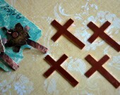 Qty 4  -   Cross Blanks in Copper  30x22mm  24 gauge  -  FREE SHIPPING