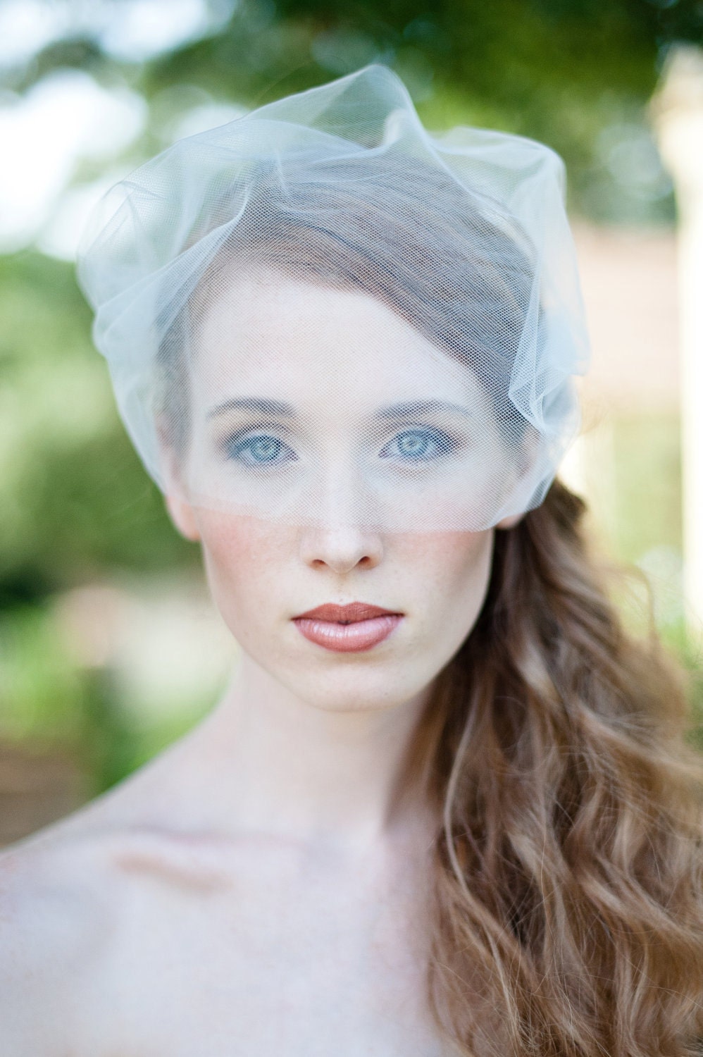 Bridal Birdcage Veil  Double Layer Tulle Bandeau Style in Matte Ivory or White