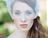 Bridal Birdcage Veil  Double Layer Tulle Bandeau Style in Matte Ivory or White