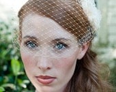 Bridal Birdcage Veil with Plain Edge Easy Fit in Super Soft IVORY or WHITE French Netting