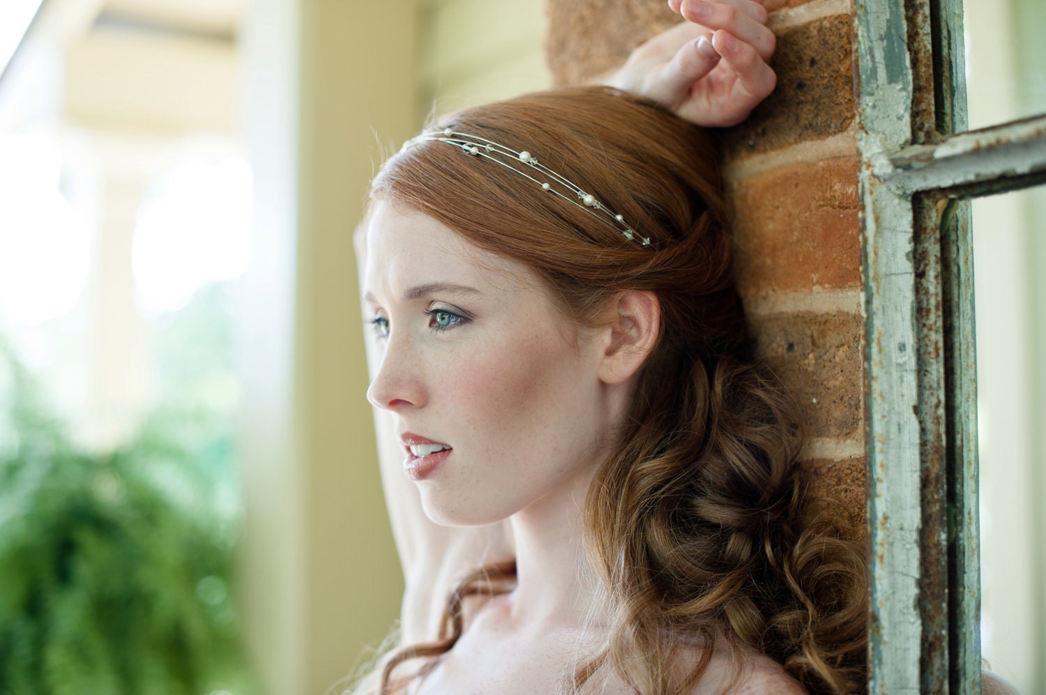 Bridal Headband Three Strand Swarovski Pearl and Crystal Hairband Simple and Modern