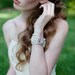 Swarovski Pearl Bridal Cuff Bracelet with Sparkling Art Deco Inspired Clasp in Ivory or White