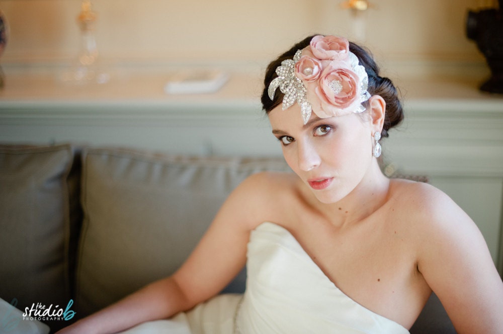 Blush Dupioni Silk Mini Hat with Sparkle As Seen On Style Me Pretty