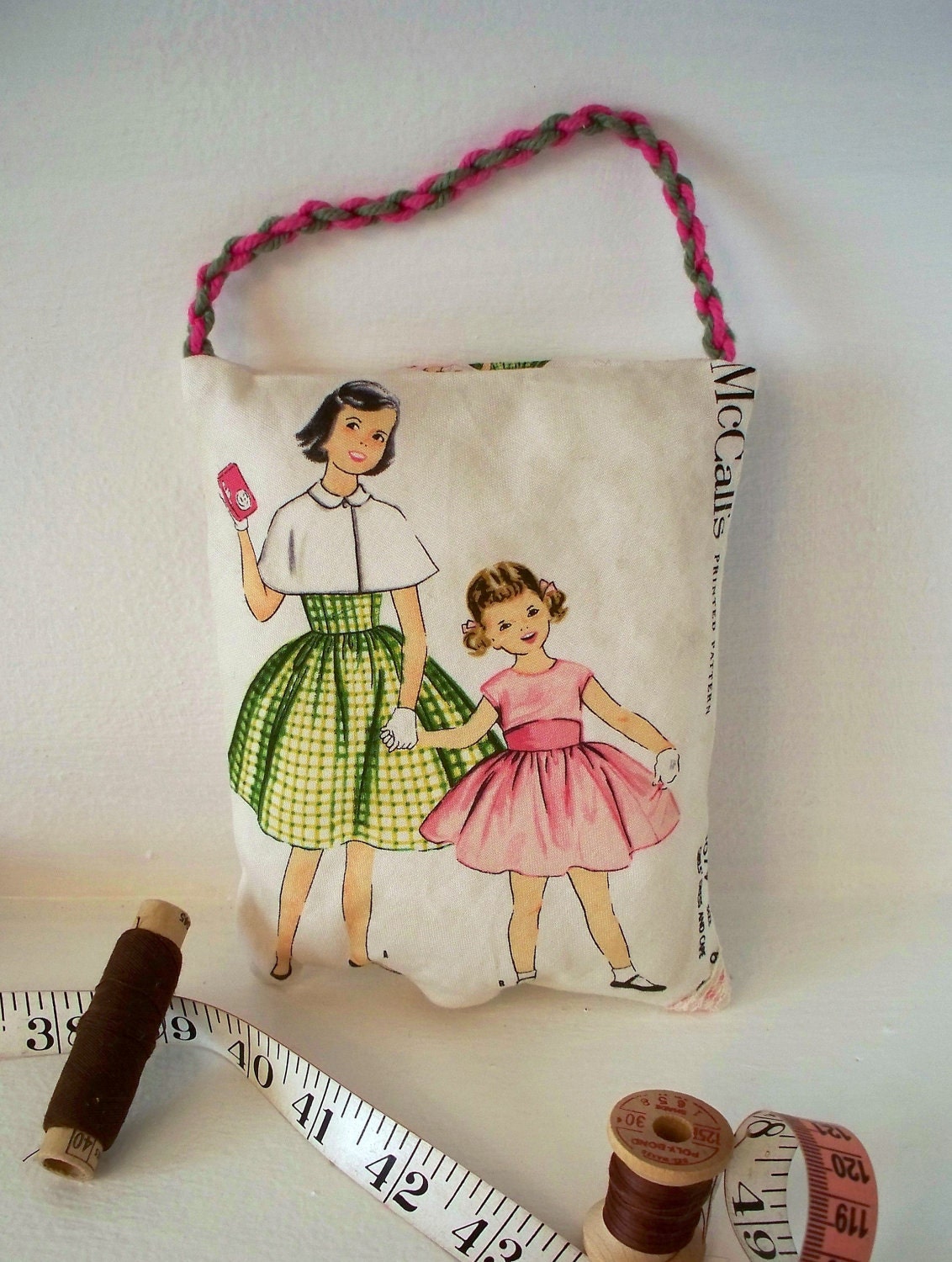 Vintage McCall's Pattern - Plush Miniature Pillow Door hanger - Spring Decoration
