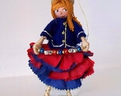 Art Doll - July 4th Hanging Ornament - Patriotic Colors Flower Girl