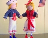 Felt Art Doll - Piksee boy in sailor suit celebrates Independence Day