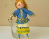 Felt Art Dolls and Miniatures - Blue And Lemon Yellow Piksee