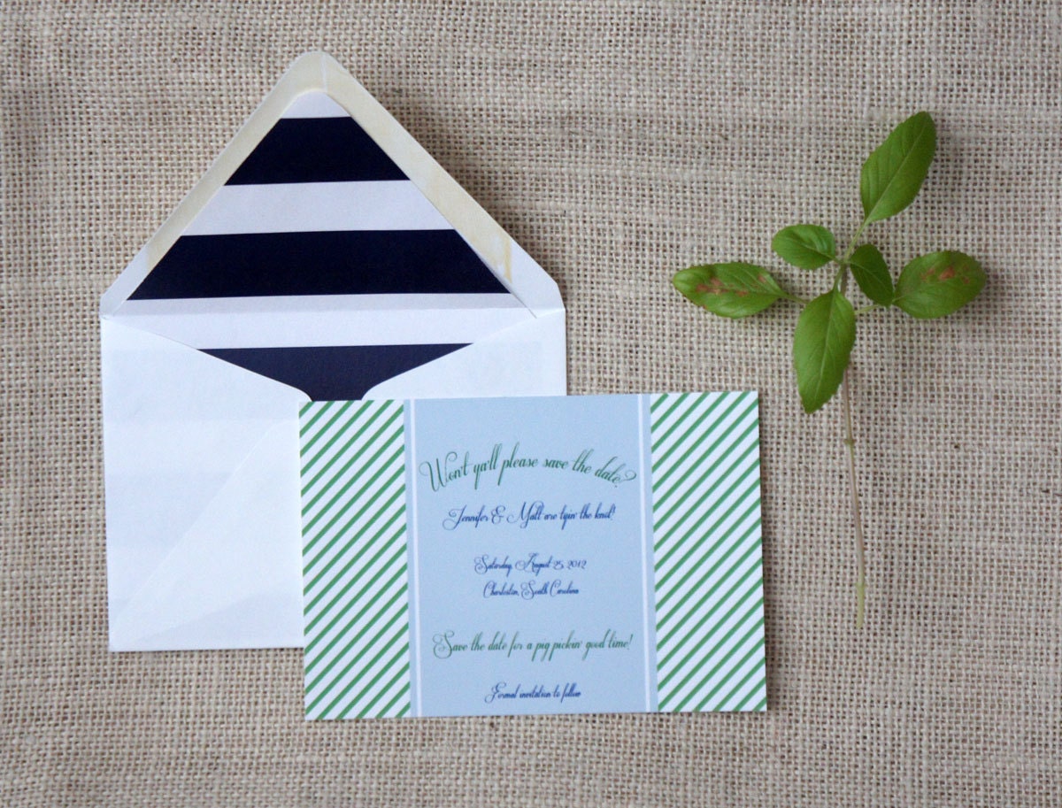 Southern Stripes Save the Date Cards