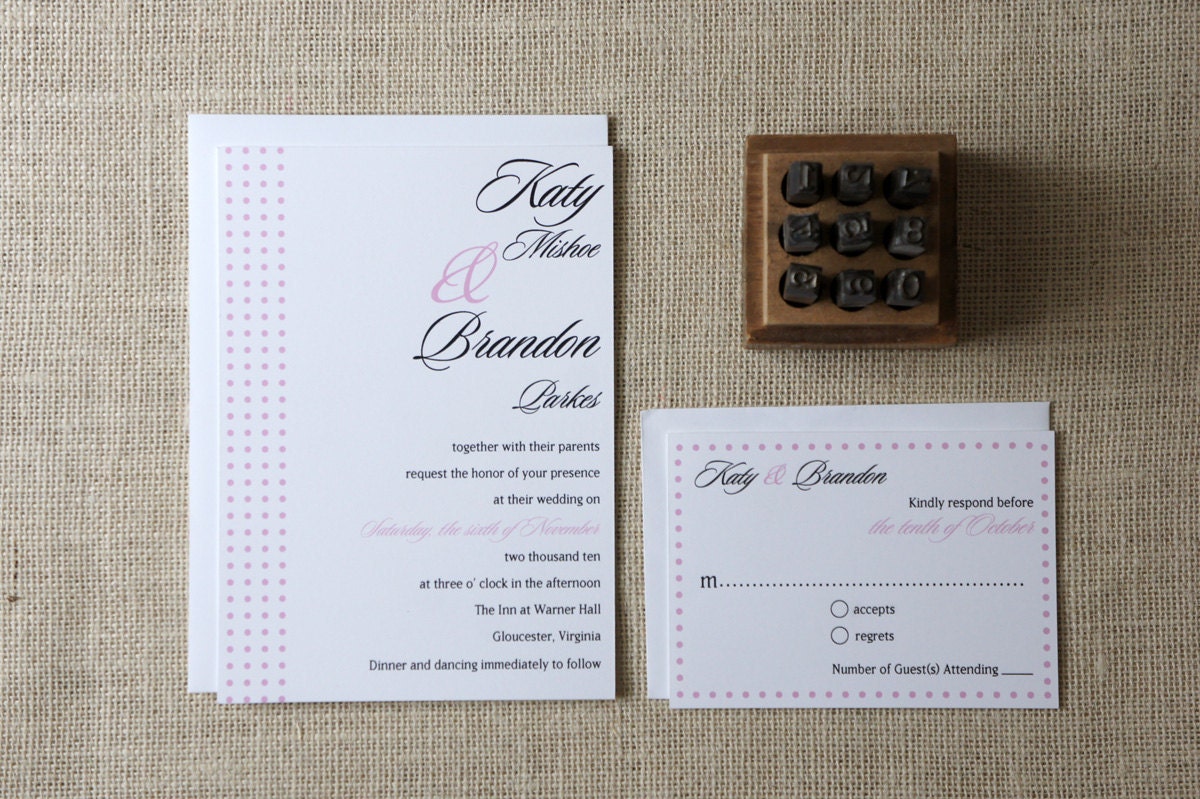 Script and Polka Dot Wedding Invitations