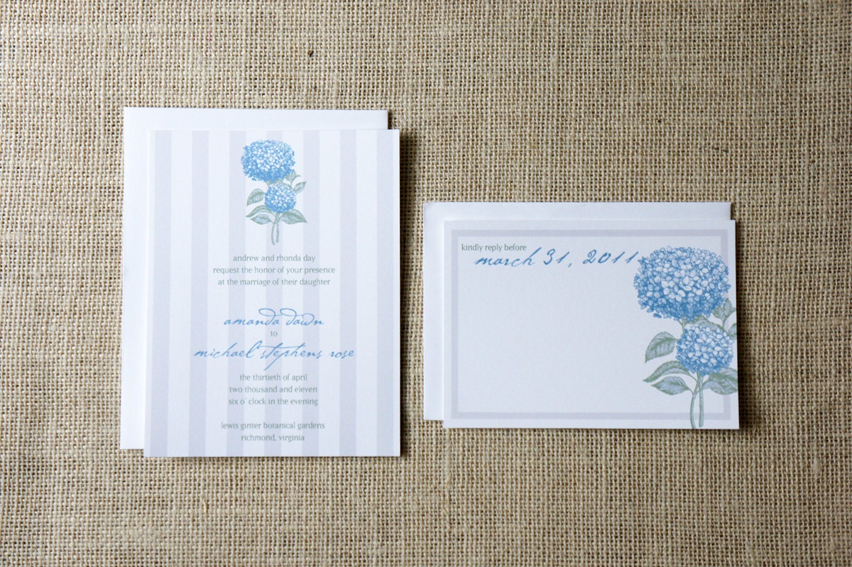Wedding Invitations with Hydrangeas