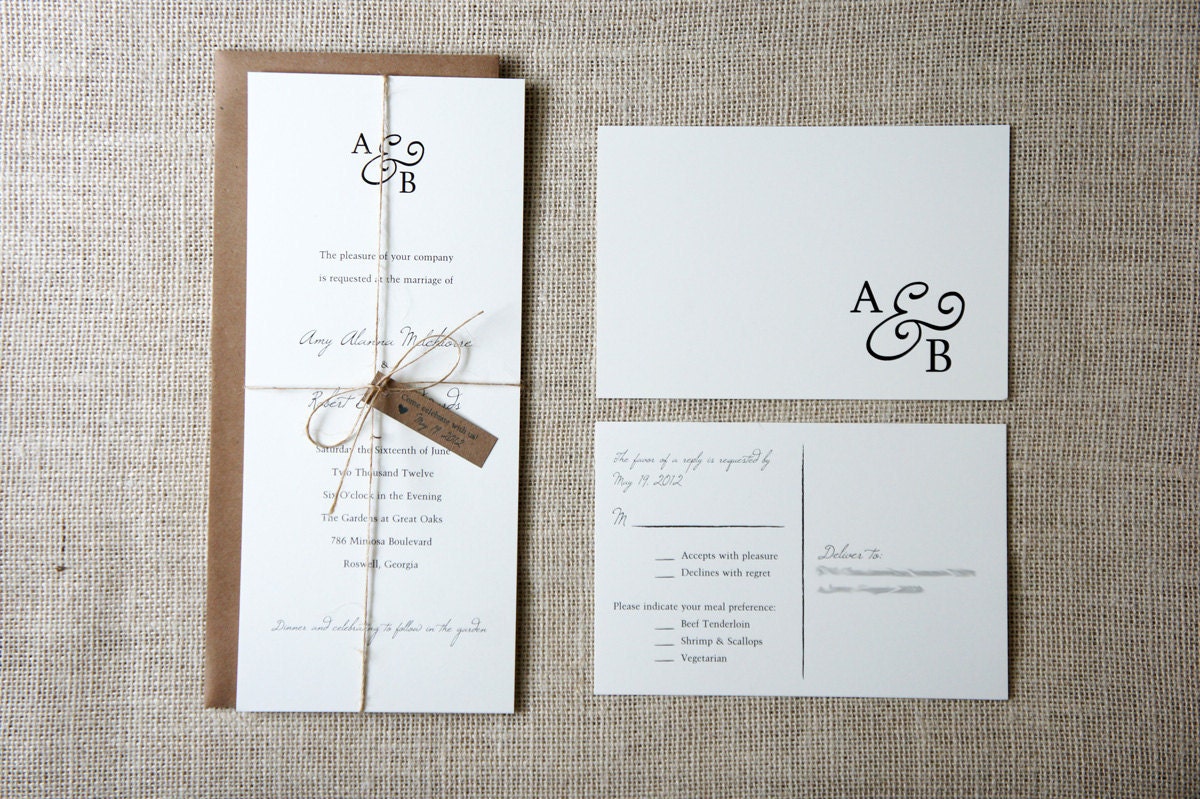 Rustic Monogram Wedding Invitations