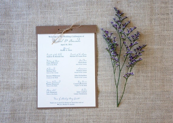 Rustic Wedding Programs