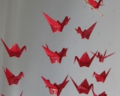 Mini Origami Crane Mobile - Akane (vibrant red)