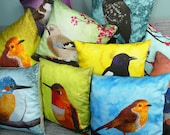 Set of Four Pillow cases - cushion covers of your choice of birds 16x16inch 40x40cm