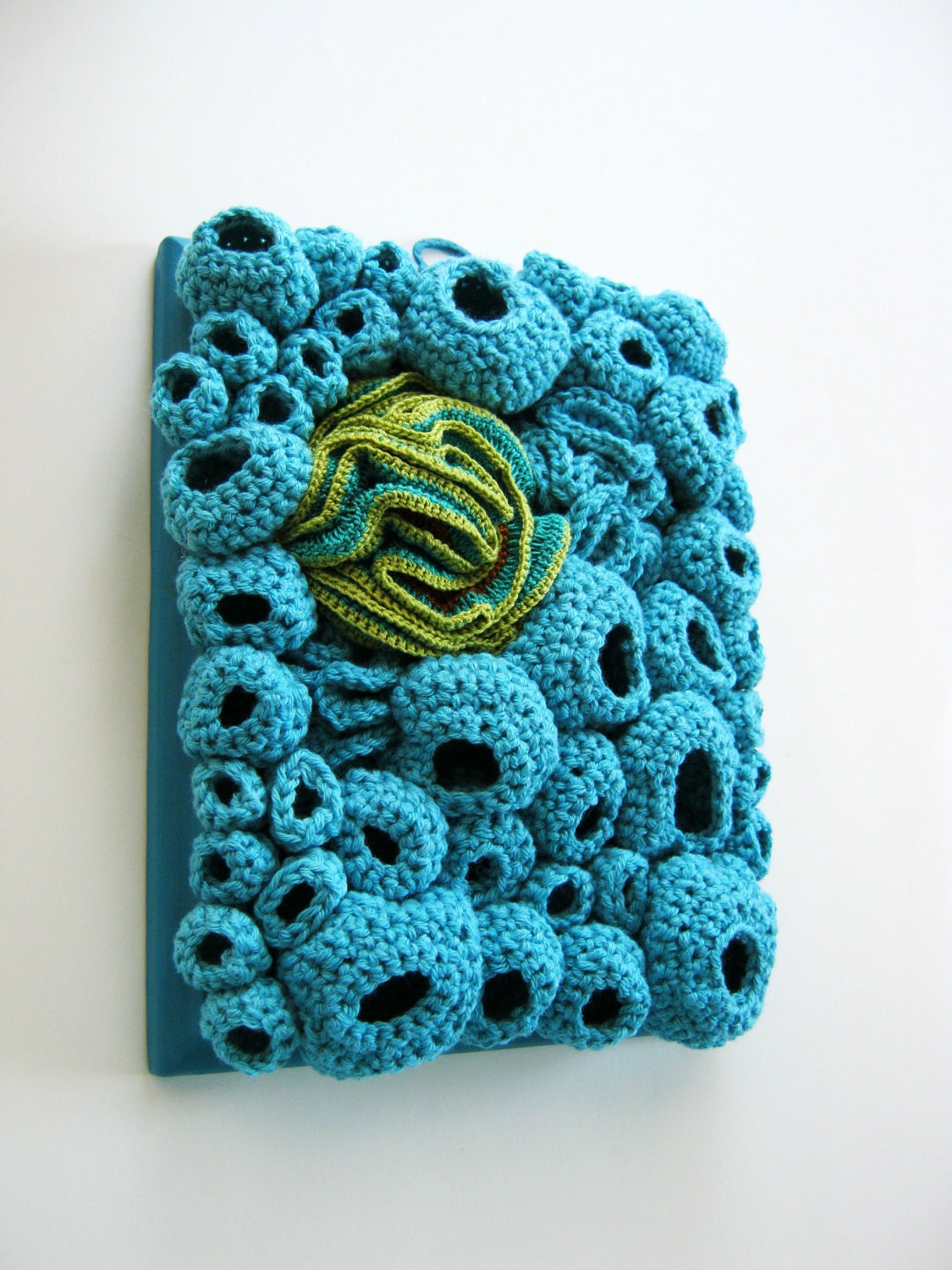 Fiber Art Mixed Media Soft Sculpture in Turquoise Blue - Lagoon