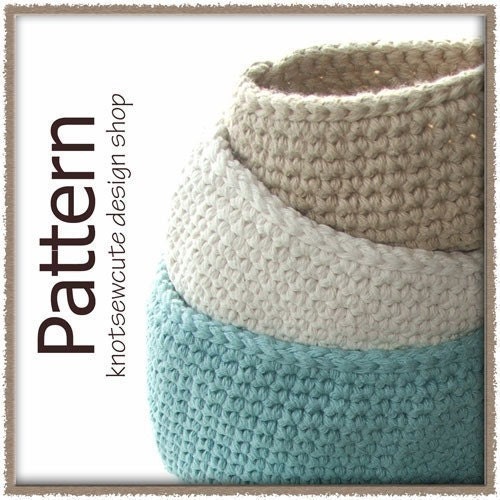 Oval Cotton Storage Bins - Crochet Pattern (PDF) INSTANT DOWNLOAD
