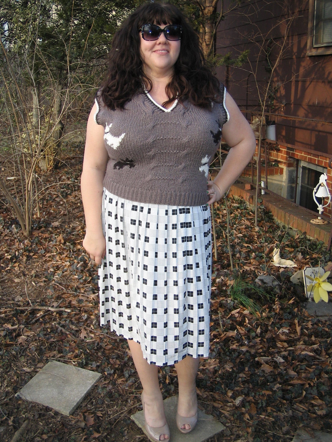 70s sweet puppy print sweater xxl / 1970 sweater plus size scottie dog print