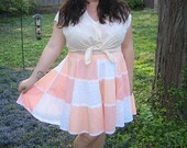 70s plus size patchwork skirt / 1970s xxl full skirt