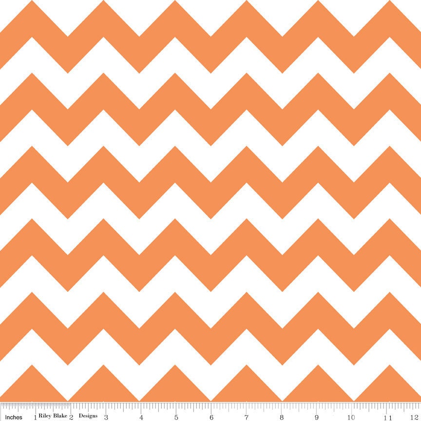 Riley Blake Medium Chevron Orange Fabric, 1 yard