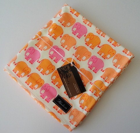 Valori Wells Bliss Elephant March Tangerine Baby Swaddling Blanket--LARGE