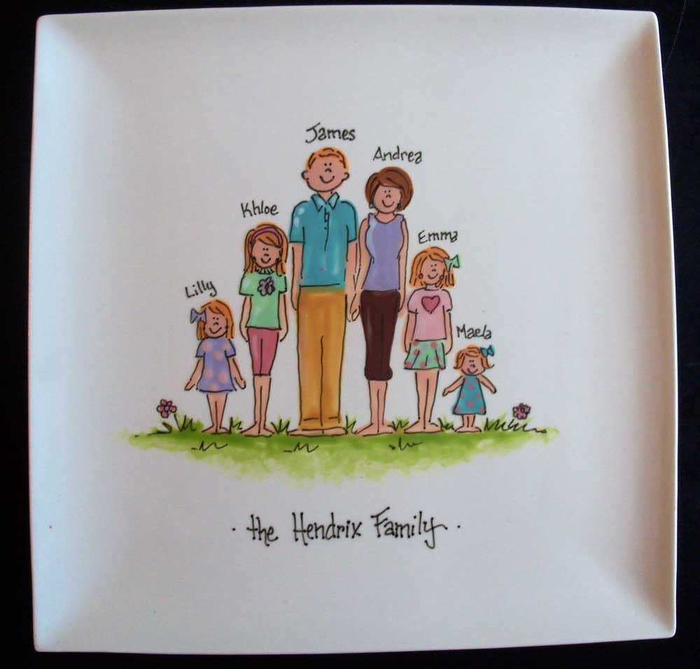 Personalized 10.25" Square Family Plate - great hostess gift or gift for mom or grandmother