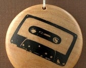 Cassette Tape Necklace Wood Pendant